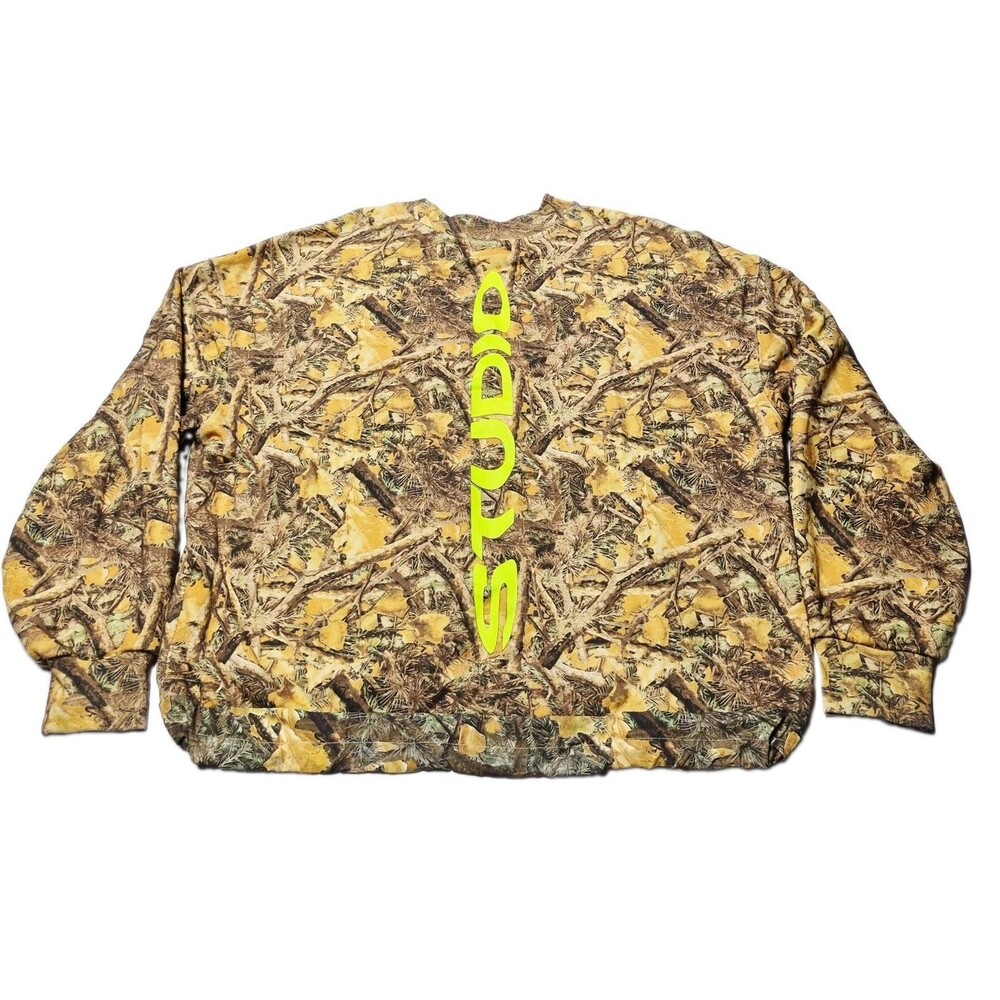 Studio Supervsn Camo Bungee Hem Sweatshirt Logo Spellout Small NWOT Streetwear